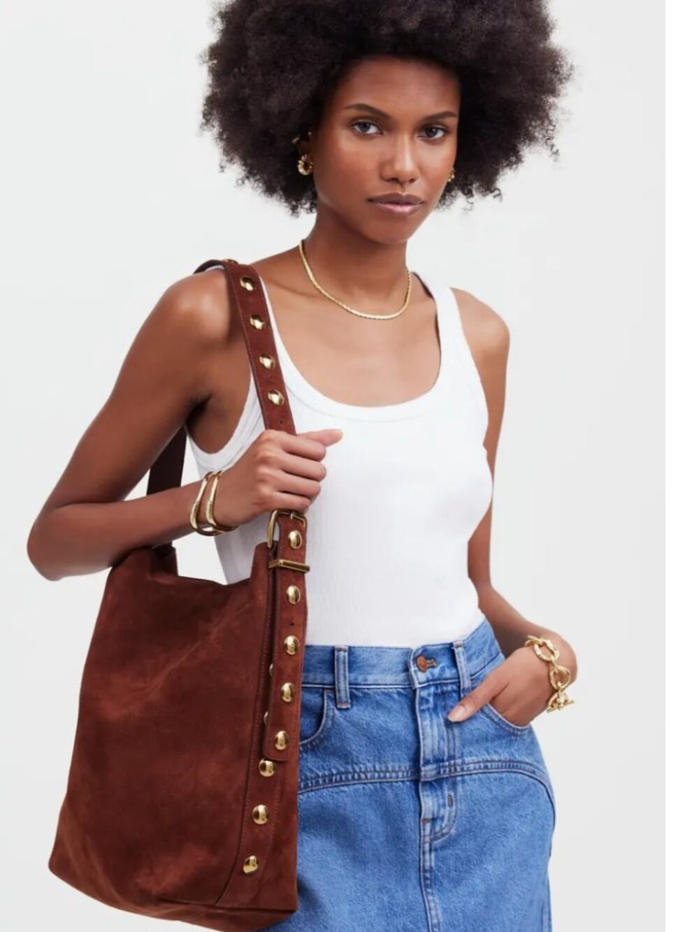 Madewell Essentials Bucket Bag Studded Suede - NWT